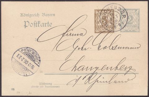 Postkarte Bayern 1906 (AsNr. 74)